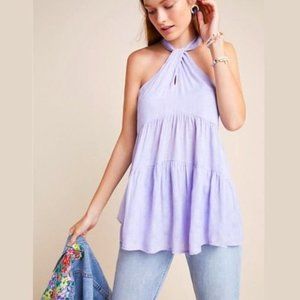 Anthropologie Lavinia Halter Blouse in Lavender Size Large